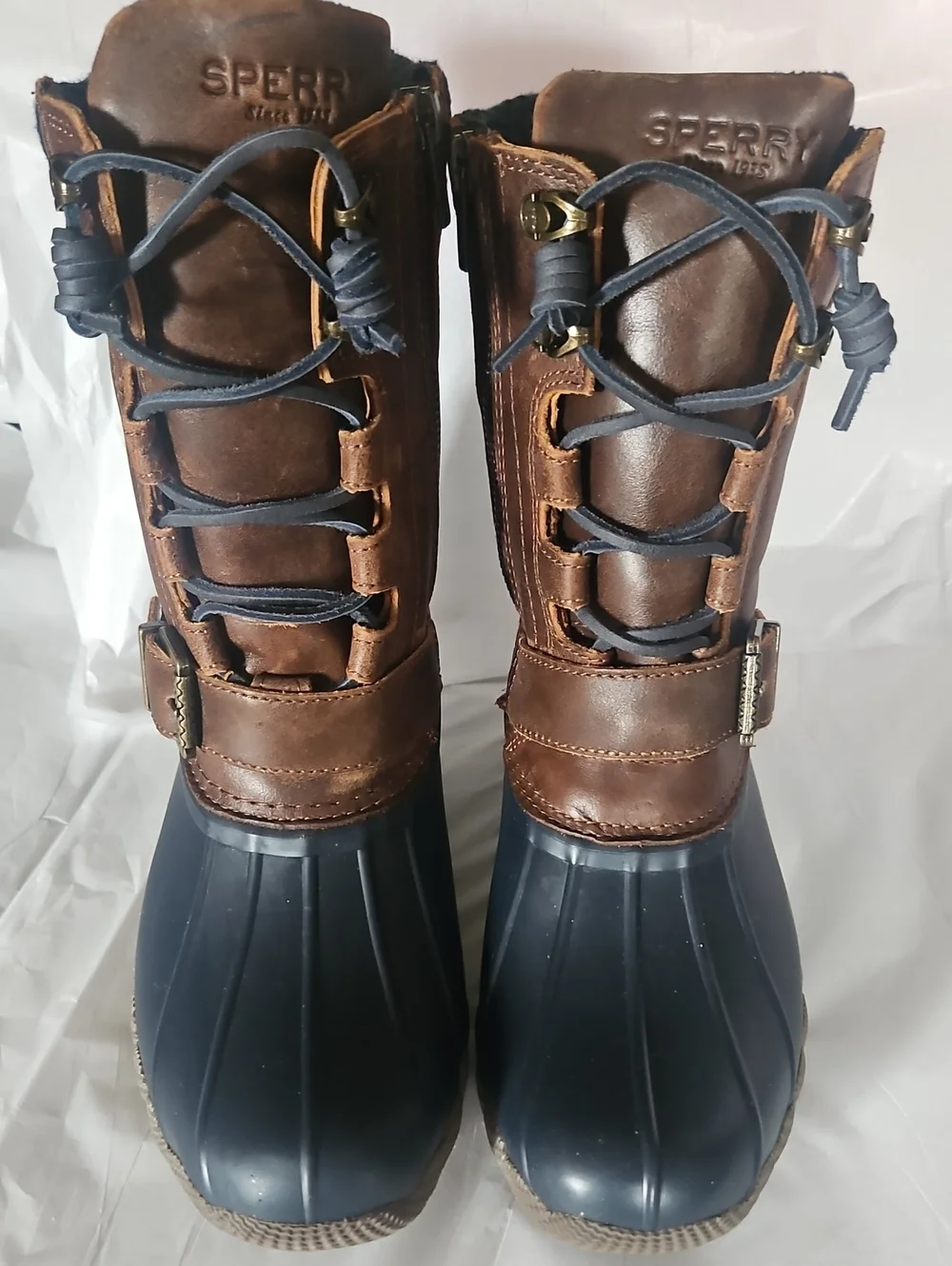 Sperry Brown Leather and Navy Waterproof Duck Boots